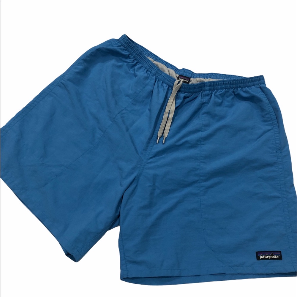Patagonia Men’s light blue swim trunks